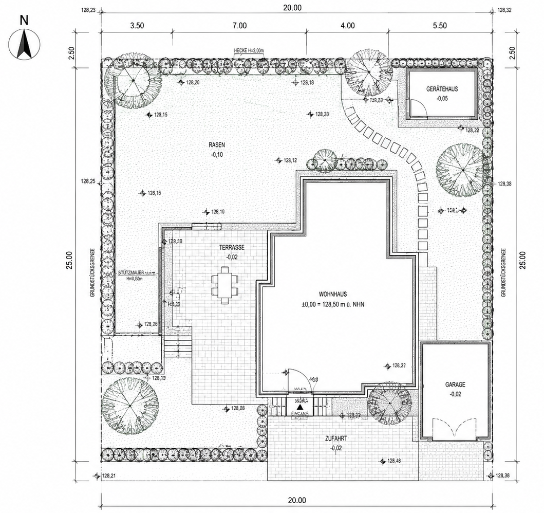 Aufmaß & Vermessung vor Ort inkl. DWG-/AutoCAD-Plan - Grundstück bis ca. 500 m²