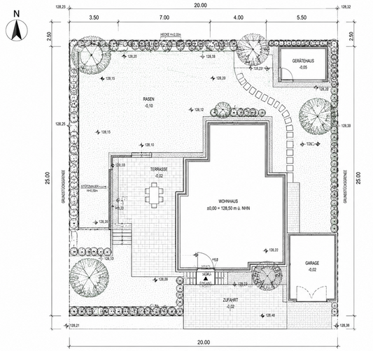 Aufmaß & Vermessung vor Ort inkl. DWG-/AutoCAD-Plan - Grundstück bis ca. 500 m²